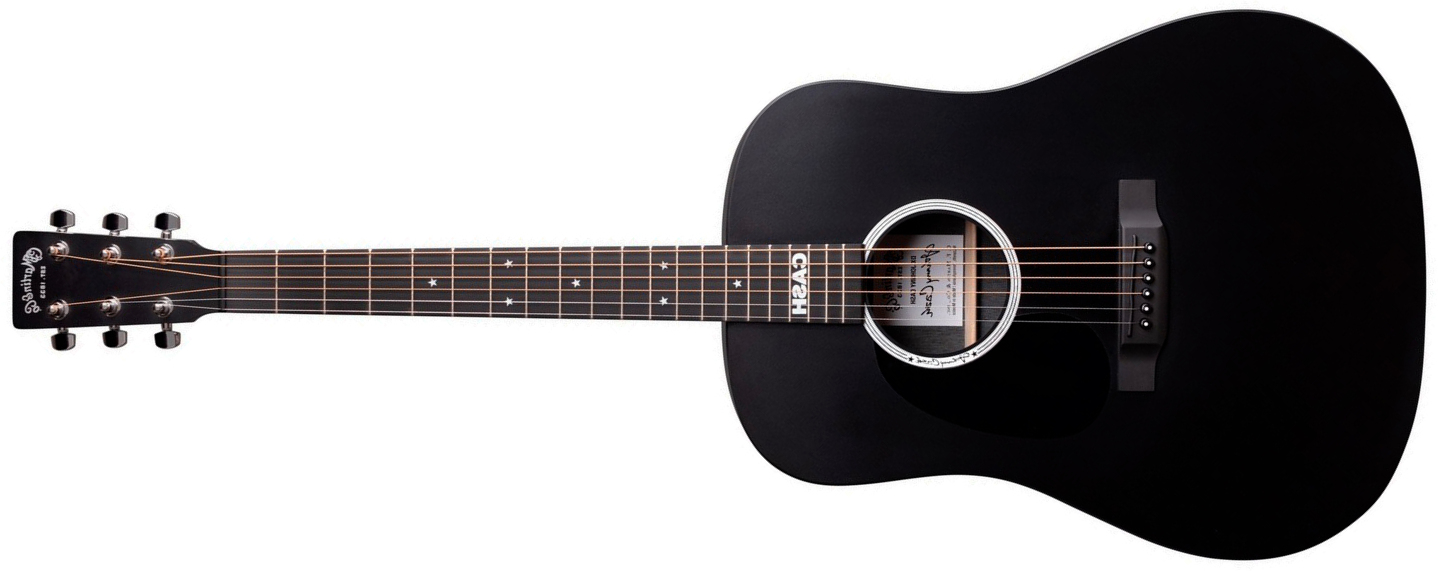 Martin Johnny Cash Dx Lh Gaucher Signature Dreadnought Hpl Ric - Black - Folk gitaar - Main picture