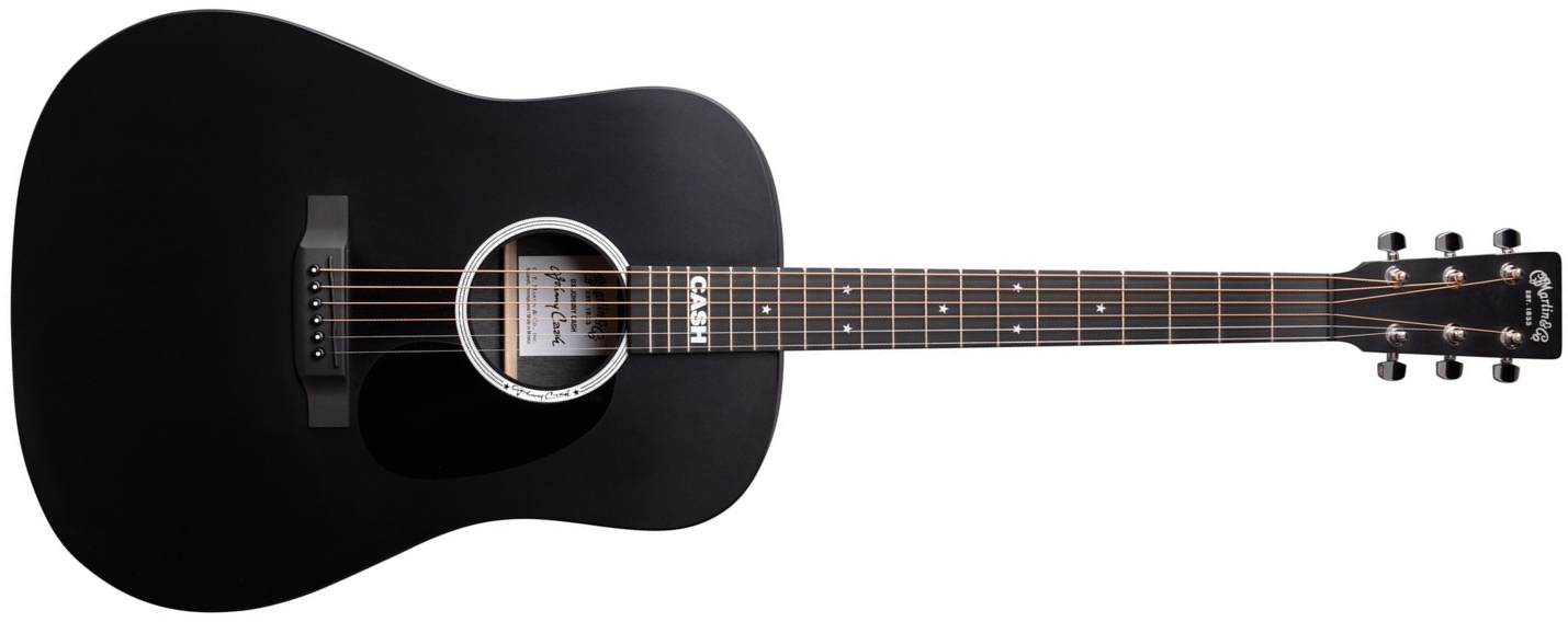 Martin Johnny Cash Dx Signature Dreadnought Hpl Ric - Black - Elektro-akoestische gitaar - Main picture