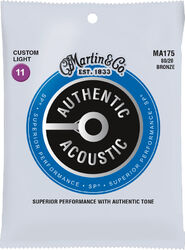Westerngitaarsnaren  Martin MA175 Acoustic Guitar 6-String Set Authentic SP 80/20 Bronze 11-52 - Snarenset