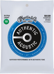 Westerngitaarsnaren Martin MA500 Acoustic Guitar 12-String Set Authentic SP 80/20 Bronze 6-String Set Authentic SP 80/20 Bronze 10-47 - 12-snarige set