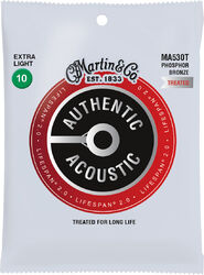 Westerngitaarsnaren  Martin MA530T Acoustic Guitar 6-String Set Authentic Lifespan 2.0 92/8 Phosphor Bronze 10-47 - Snarenset