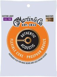 Westerngitaarsnaren  Martin MA535FX Acoustic Guitar 6-String Set Authentic Flexible Core Phosphor Bronze 11-52 - Snarenset