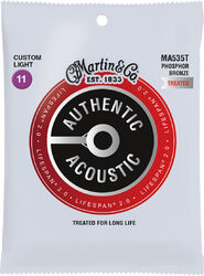 Westerngitaarsnaren  Martin MA535T Acoustic Guitar 6-String Set Authentic Lifespan 2.0 Phosphor Bronze 11-52 - Snarenset