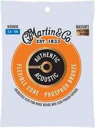 Westerngitaarsnaren  Martin MA550FX Acoustic Guitar 6-String Set Authentic Flexible Core Phosphor Bronze 13-56 - Snarenset
