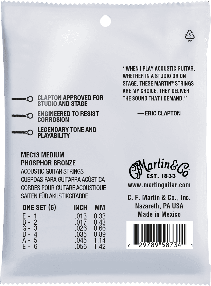 Martin Mec13 Eric Clapton 92/8 Phosphor Bronze Acoustic Guitar 6c 13-56 - Westerngitaarsnaren - Variation 1