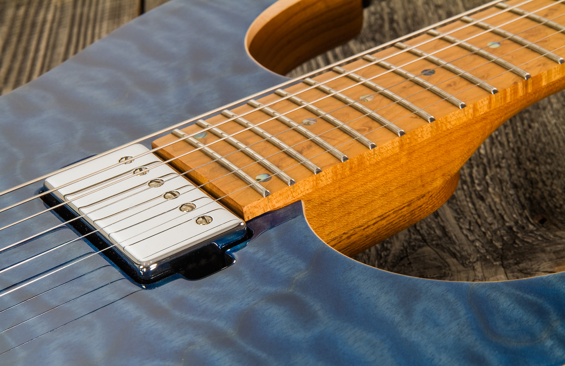 Mayones Guitars Aquila Elite S 6 40th Anniversary 2h Trem Mn #aq2204194 - Trans Blue Gloss - Elektrische gitaar in Str-vorm - Variation 5