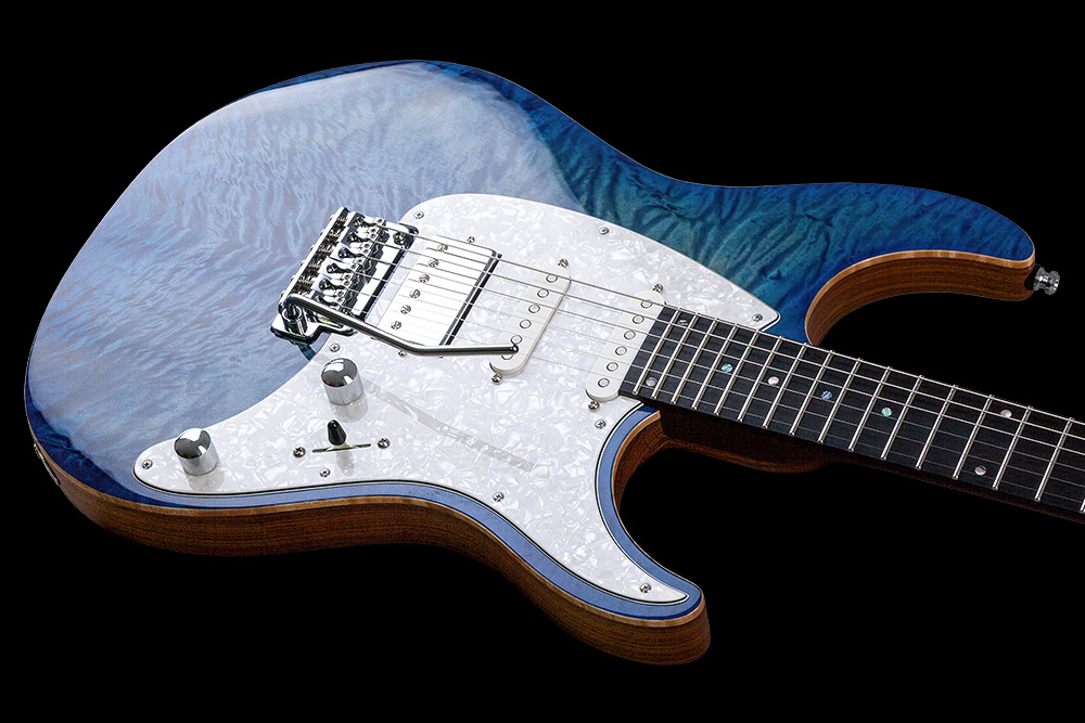 Mayones Guitars Aquila Qm 6 Hss Trem Eb - Lagoon Burst - Elektrische gitaar in Str-vorm - Variation 2