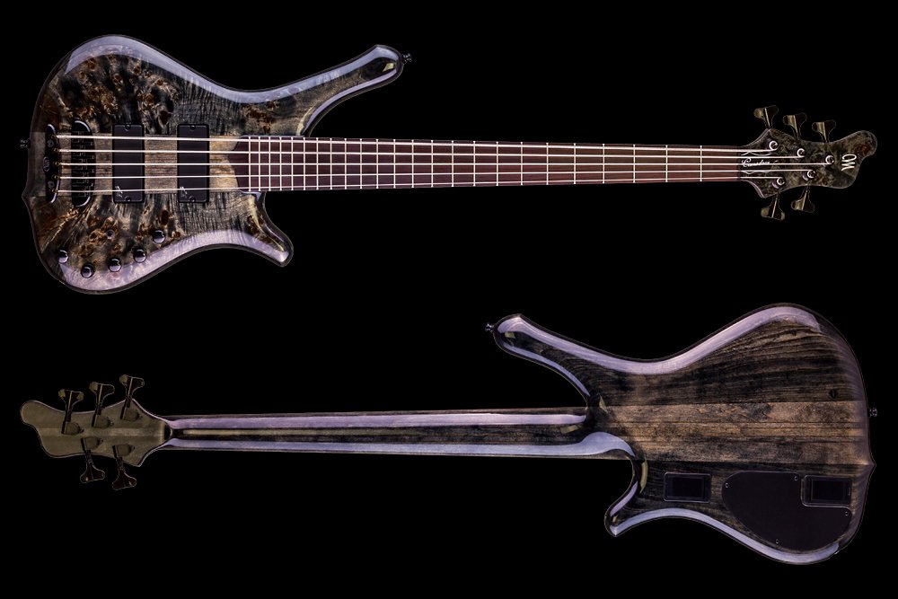 Mayones Guitars Comodous 5 Ash Eye Poplar Aguilar Pf - Liquid Black - Solid body elektrische bas - Variation 1