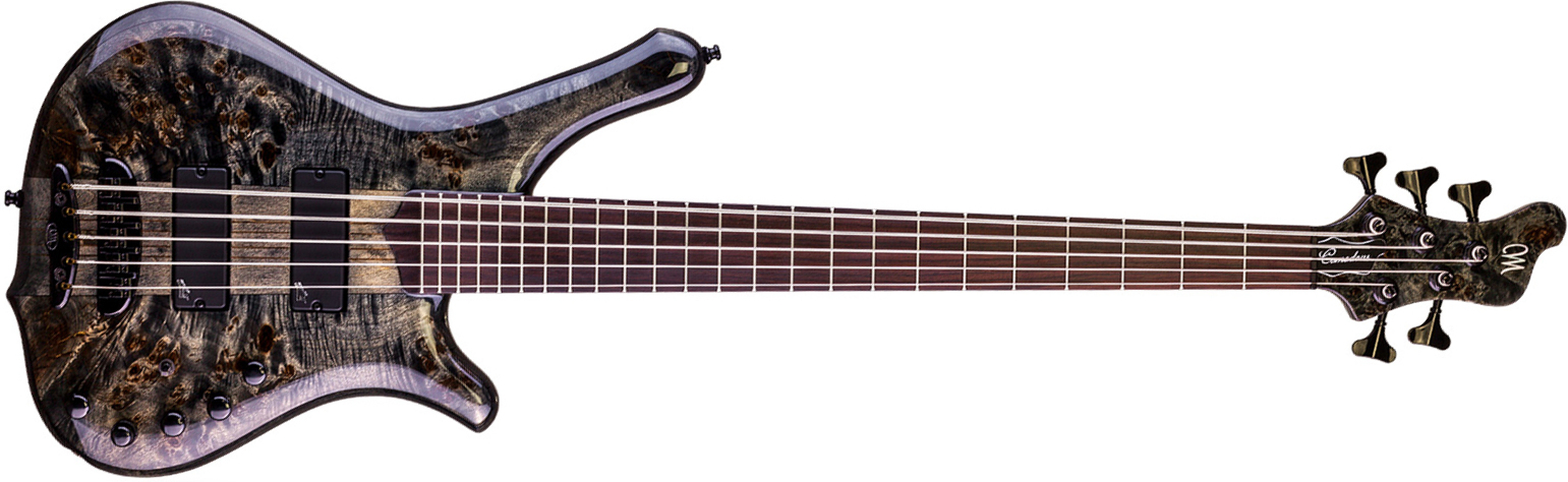 Mayones Guitars Comodous 5 Ash Eye Poplar Aguilar Pf - Liquid Black - Solid body elektrische bas - Main picture
