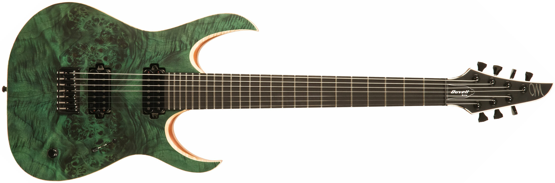 Mayones Guitars Duvell Elite 7 Hh Tko Ht Eb - Dirty Green Satin - 7-snarige elektrische gitaar - Main picture