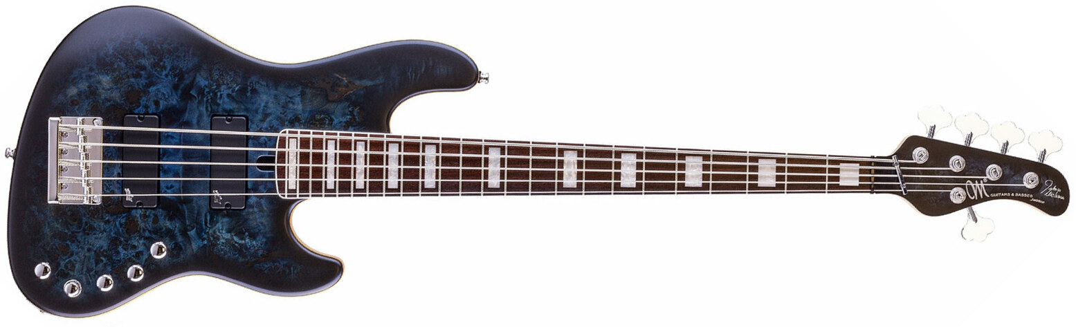 Mayones Guitars Federico Malaman Jabba Mala 5 Pf - Dirty Blue Burst - Solid body elektrische bas - Main picture