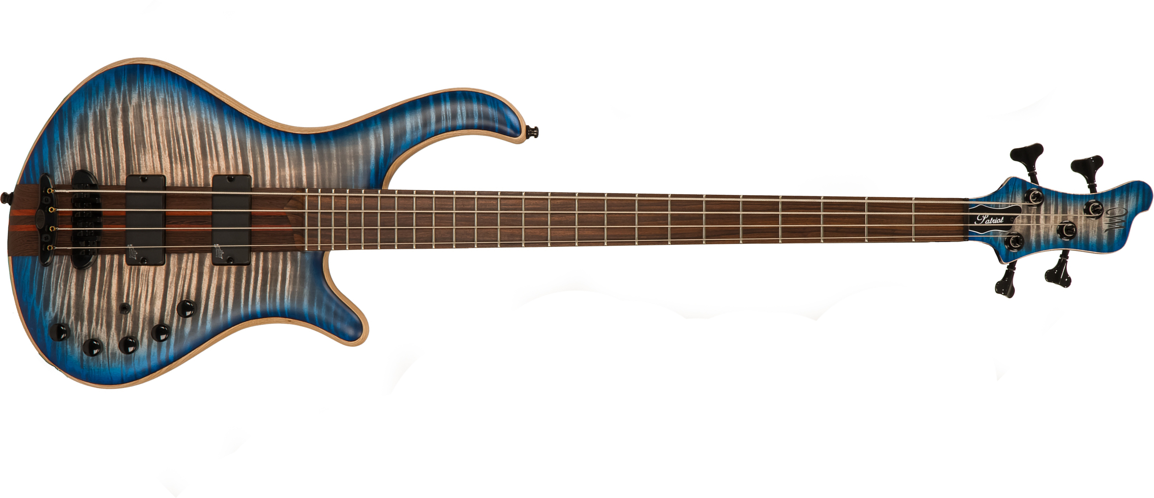 Mayones Guitars Patriot 4-cordes Aguilar Rw - Jeans Blue Flamed Maple - Solid body elektrische bas - Main picture