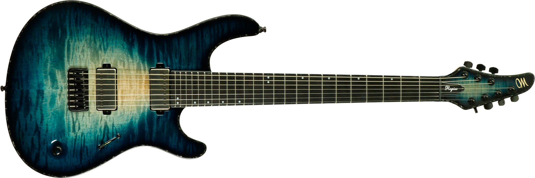 Mayones Guitars Regius 7c 2h Velvetrone Ht Eb #rf2510186 - Turquoise Iris - Bariton elektrische gitaar - Main picture