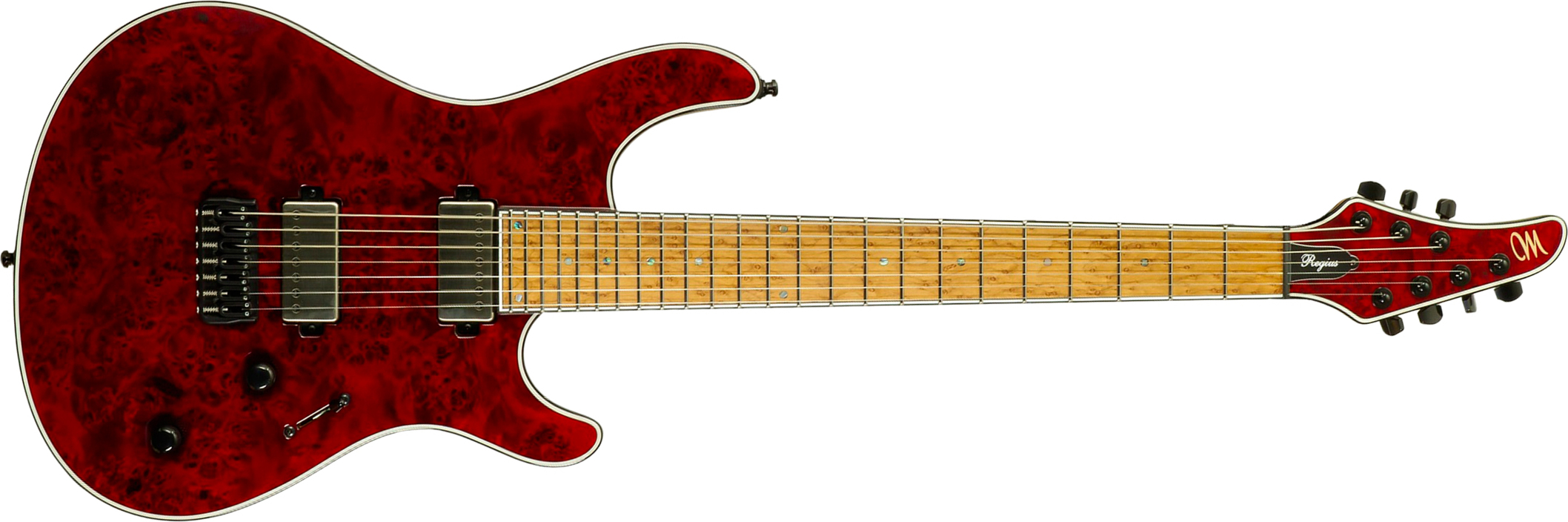 Mayones Guitars Regius 7c Baryton 2h Velvetrone Ht Eb #rf2602251 - Trans Red - Bariton elektrische gitaar - Main picture