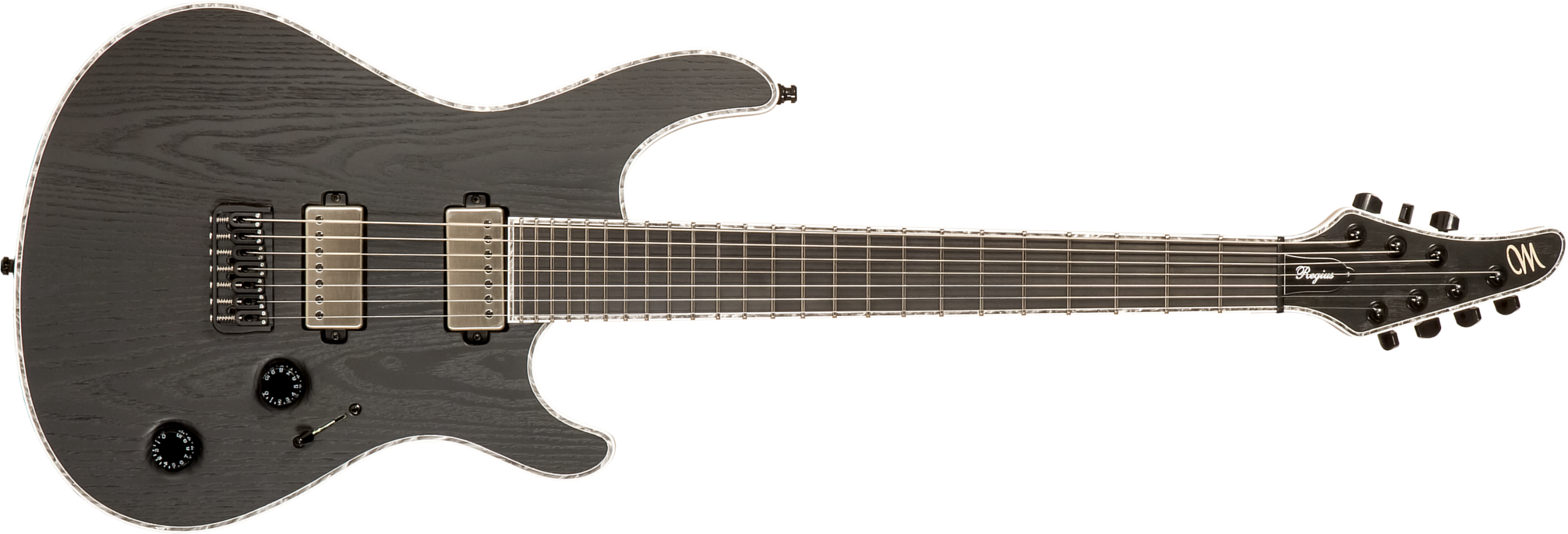 Mayones Guitars Regius Gothic Ash 7c 2h Bkp Ht Eb #rf2312801 - Gothic Black Ash - 7-snarige elektrische gitaar - Main picture