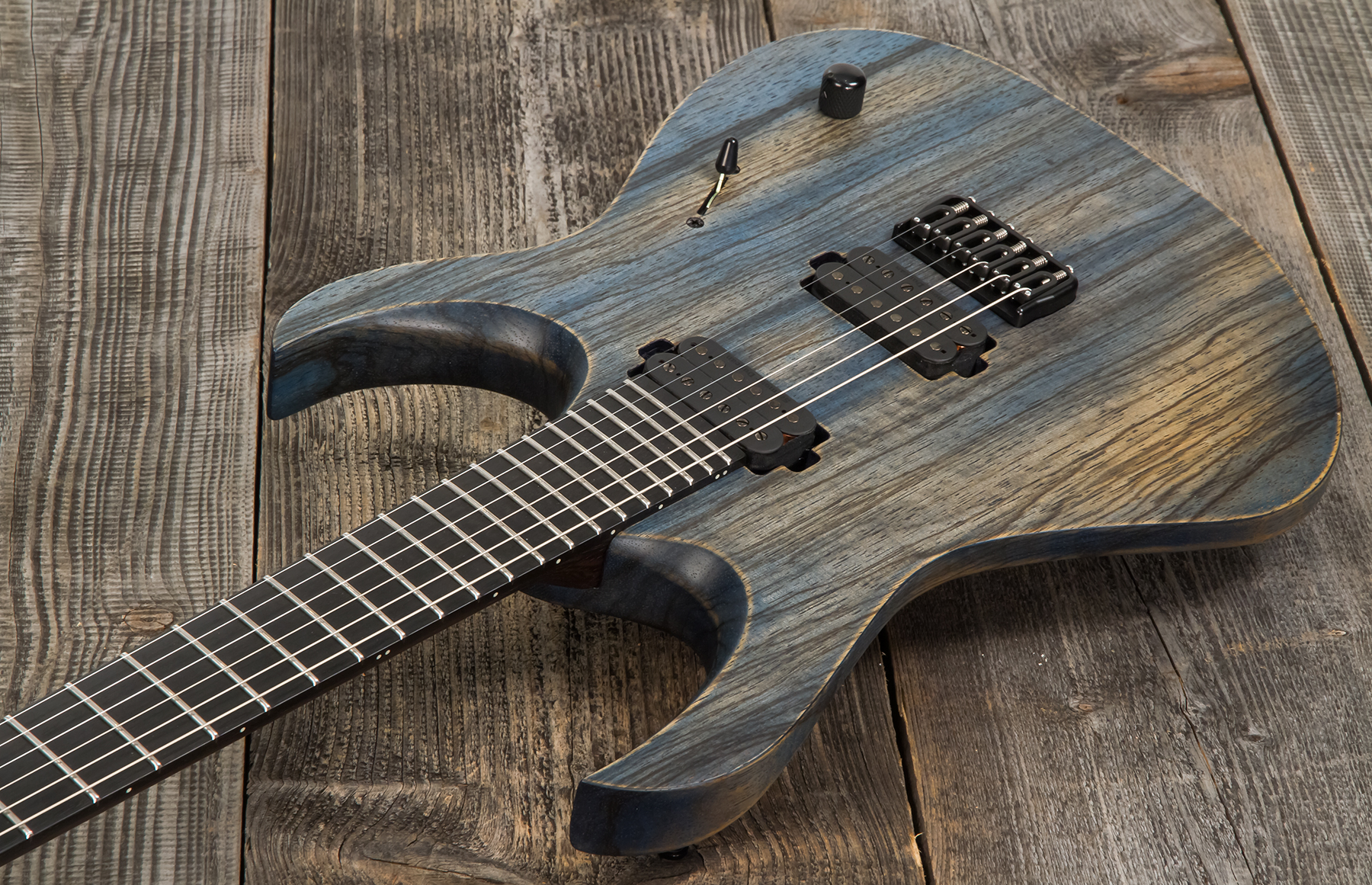 Mayones Guitars Duvell Bl 6 2h Seymour Duncan Ht Eb - Antique Blue - Metalen elektrische gitaar - Variation 2