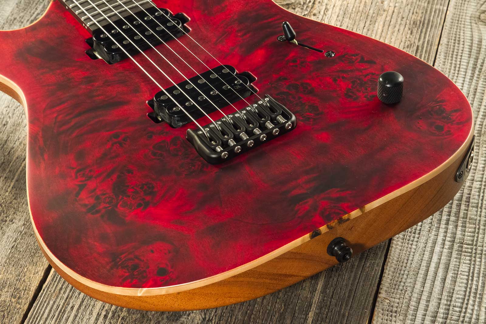 Mayones Guitars Duvell Elite 6 2h Bare Knuckle Ht Eb #df2301294 - Trans Dirty Red Satine - Metalen elektrische gitaar - Variation 3