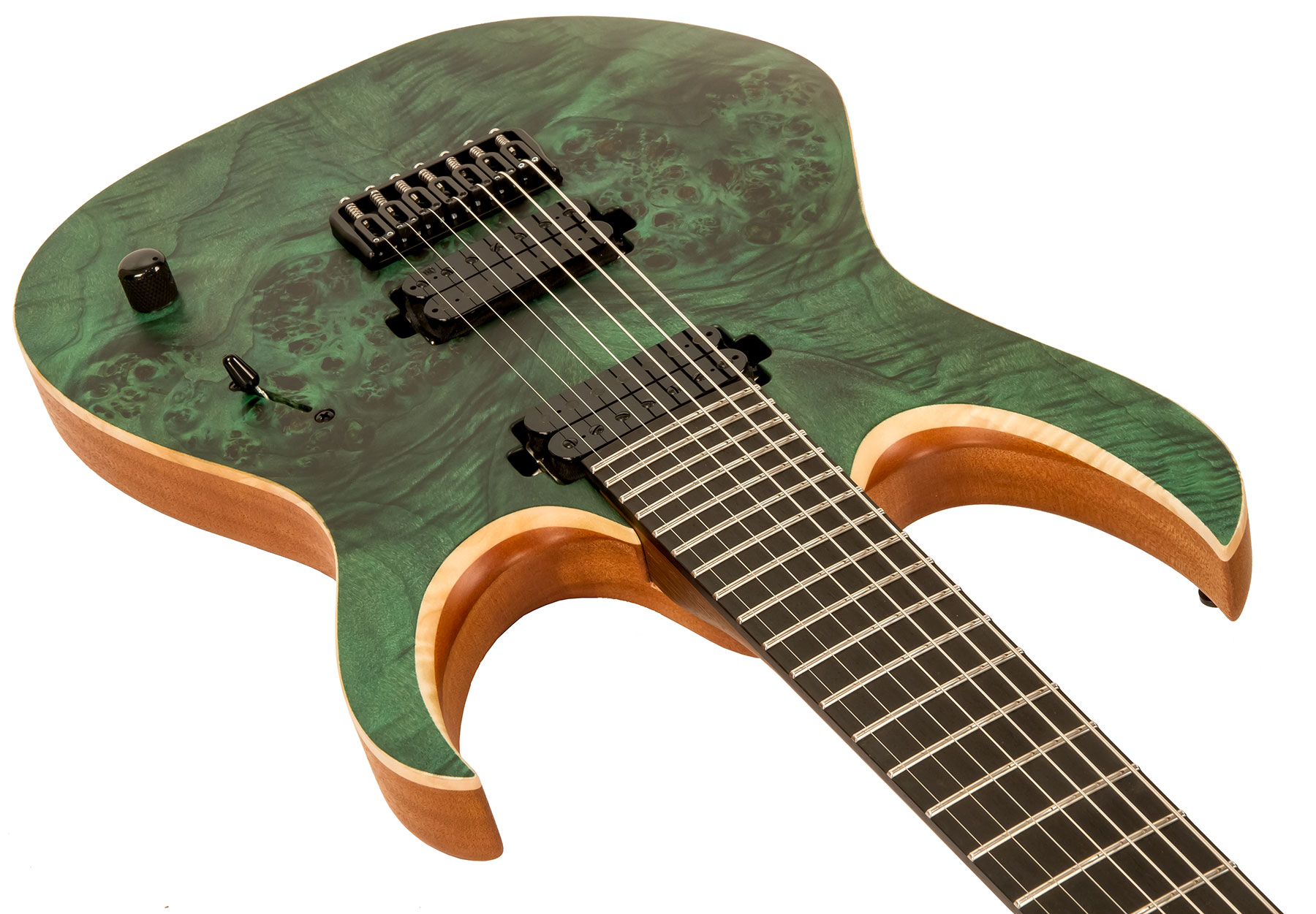 Mayones Guitars Duvell Elite 7 Hh Tko Ht Eb - Dirty Green Satin - 7-snarige elektrische gitaar - Variation 2