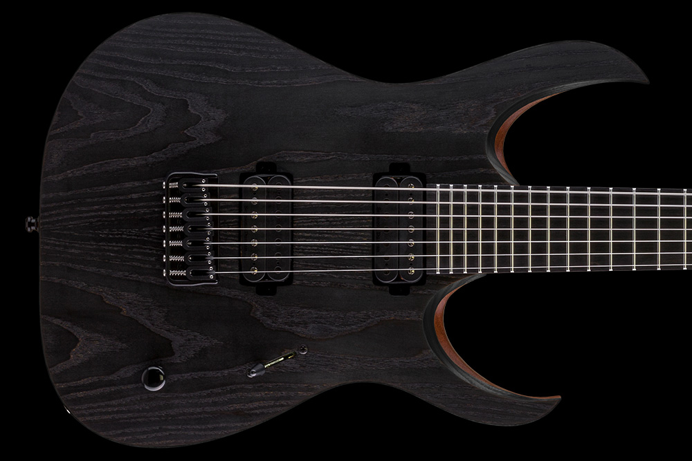 Mayones Guitars Duvell Elite Gothic 7 2h Seymour Duncan Ht Eb - Monolith Black Matt - 7-snarige elektrische gitaar - Variation 2