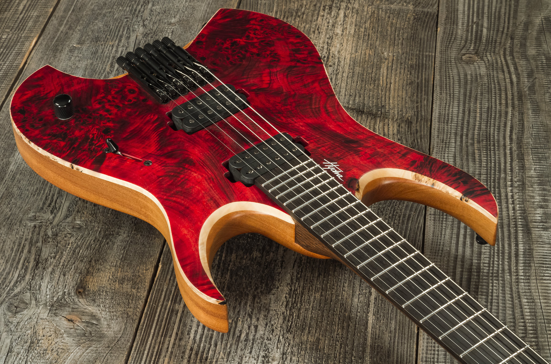 Mayones Guitars Hydra Elite 6 2h Seymour Duncan Ht Eb #hf2008335 - Dirty Red Satin - Metalen elektrische gitaar - Variation 2