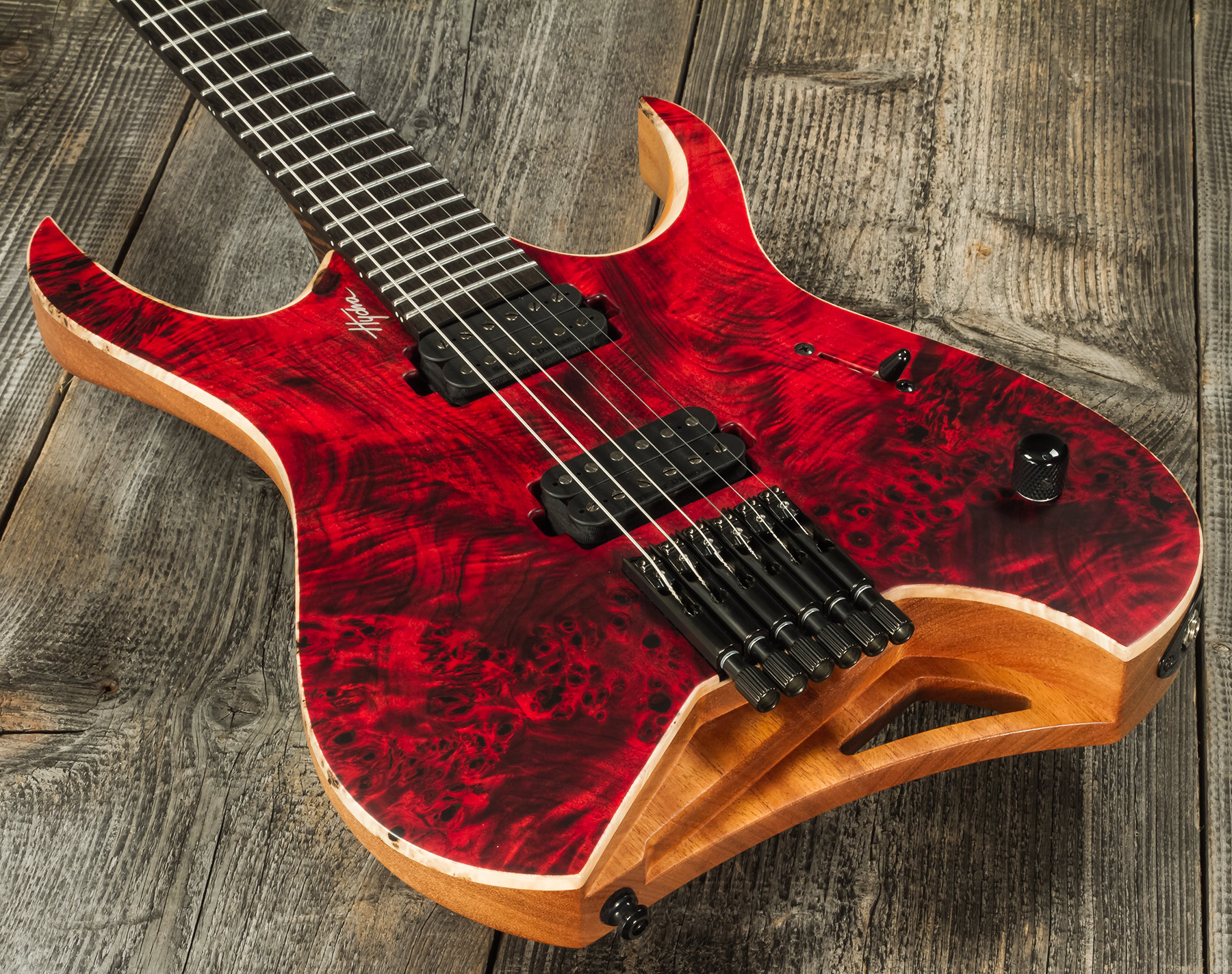 Mayones Guitars Hydra Elite 6 2h Seymour Duncan Ht Eb #hf2008335 - Dirty Red Satin - Metalen elektrische gitaar - Variation 3