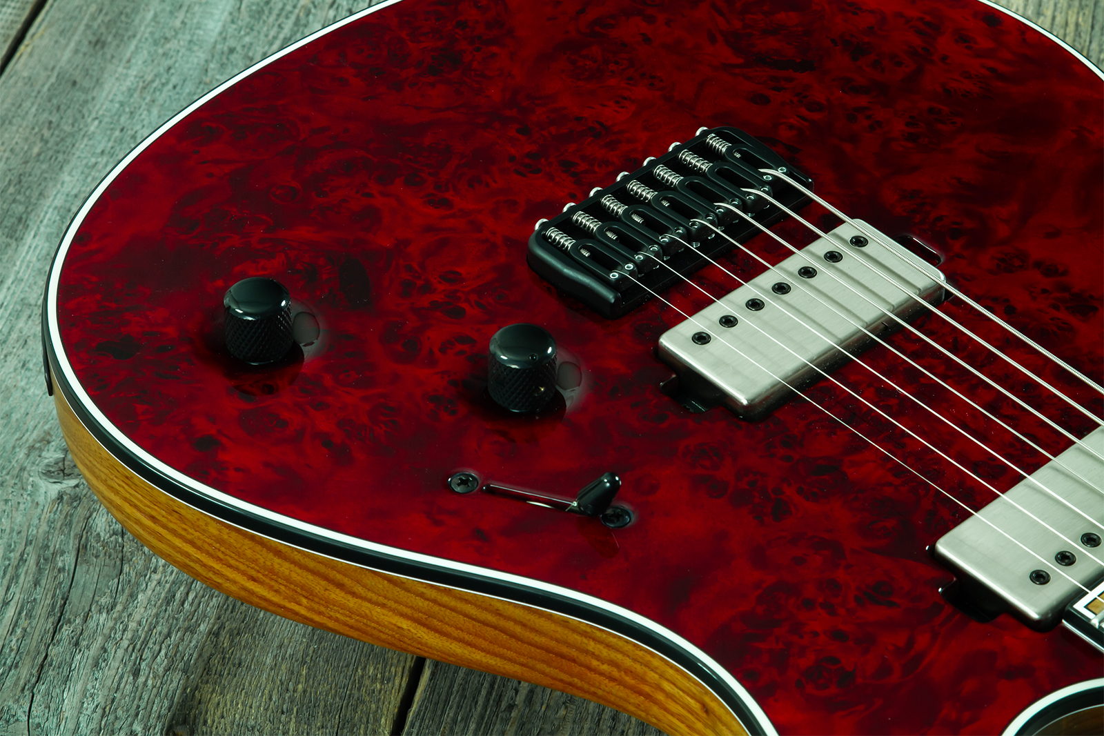 Mayones Guitars Regius 7c Baryton 2h Velvetrone Ht Eb #rf2602251 - Trans Red - Bariton elektrische gitaar - Variation 3