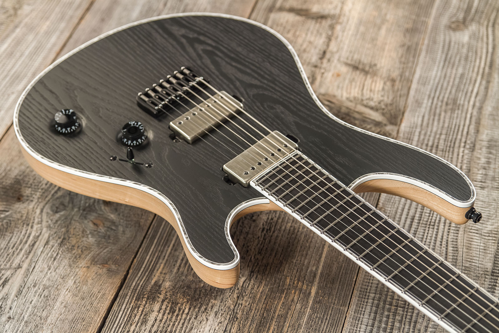 Mayones Guitars Regius Gothic Ash 7c 2h Bkp Ht Eb #rf2312801 - Gothic Black Ash - 7-snarige elektrische gitaar - Variation 2