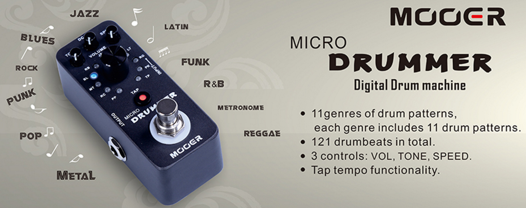 Mooer Micro Drummer Digital Drum Machine - - Drummachine - Variation 2