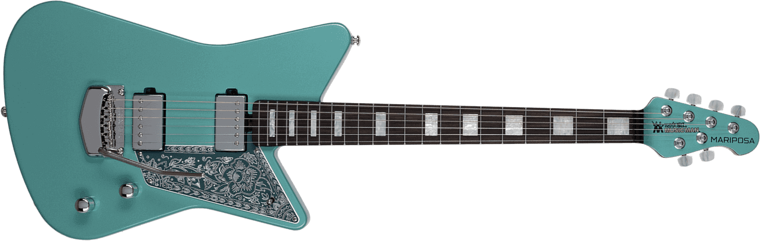 Music Man Mariposa Hh Trem Eb - Dorado Green - Retro-rock elektrische gitaar - Main picture