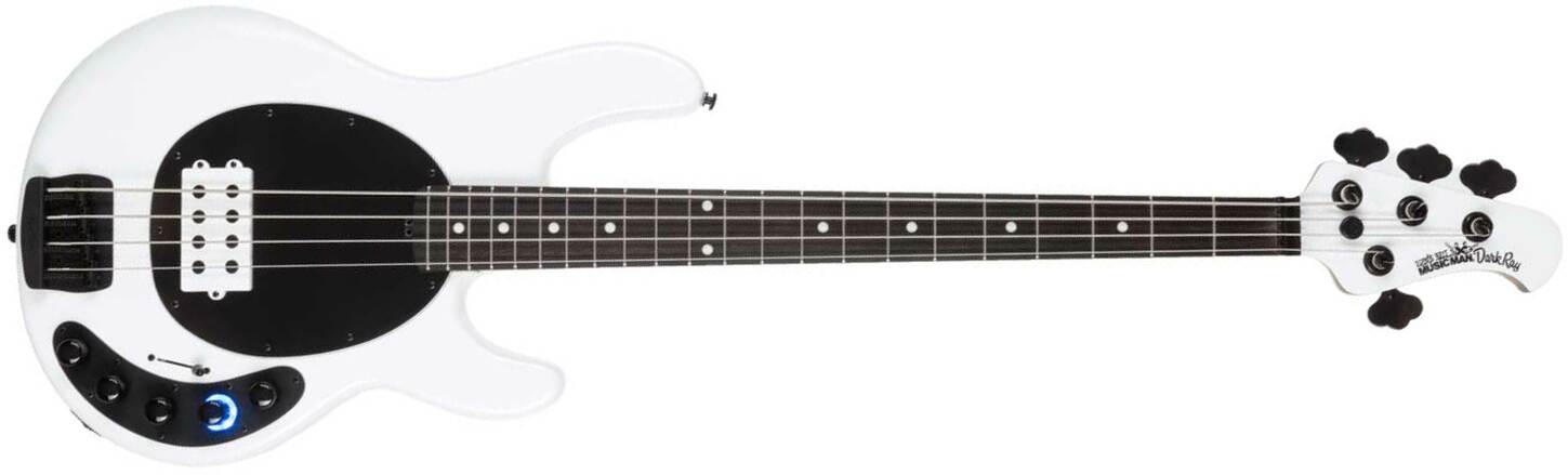 Music Man Stingray Darkray H Active Eb +housse - White Sparkle - Solid body elektrische bas - Main picture