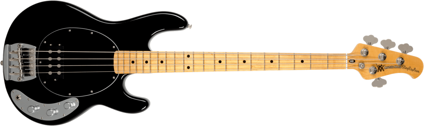 Music Man Stingray Retro 70s Usa Active Mn - Black - Solid body elektrische bas - Main picture