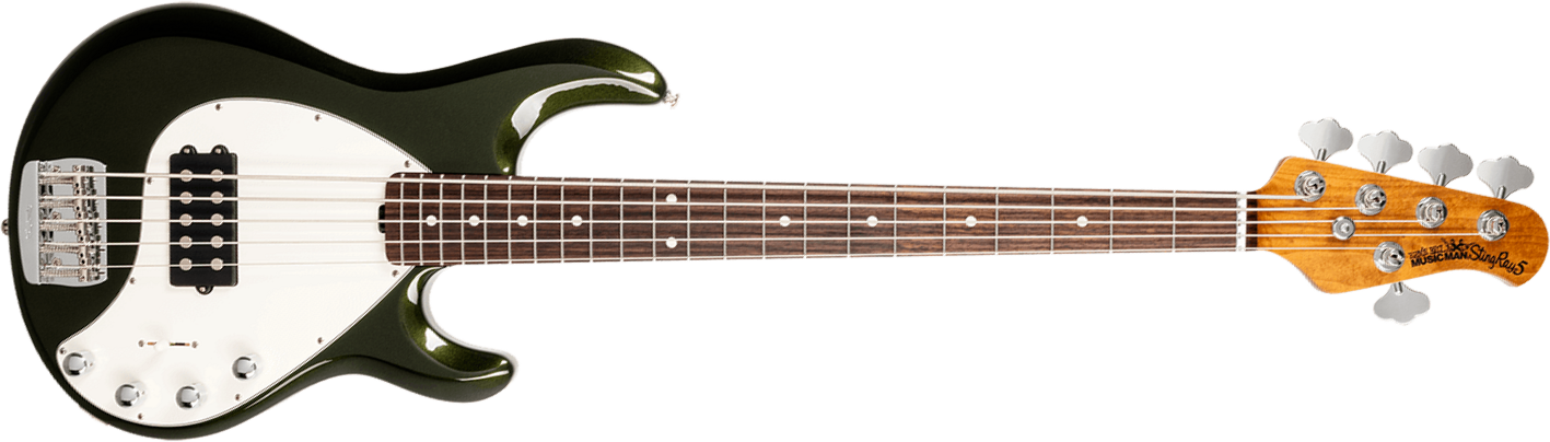 Music Man Stingray Special H 5c Active Rw +housse - Fallout Green - Solid body elektrische bas - Main picture