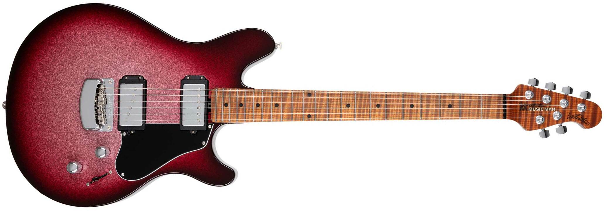 Music Man Valentine Signature 2h Ht Mn +housse - Maroon Burst Sparkle - Kenmerkende elektrische gitaar - Main picture