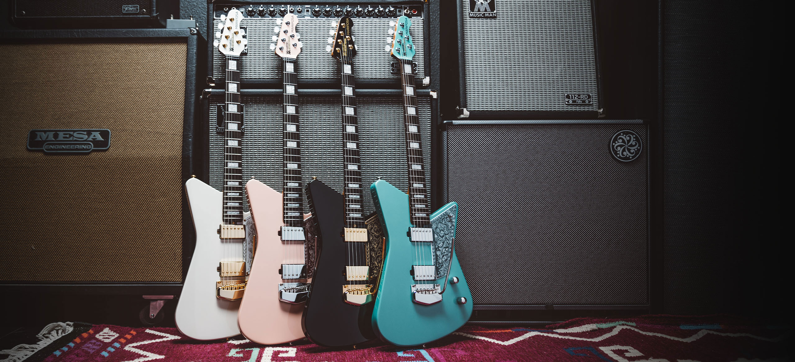 Music Man Mariposa Hh Trem Eb - Dorado Green - Retro-rock elektrische gitaar - Variation 6