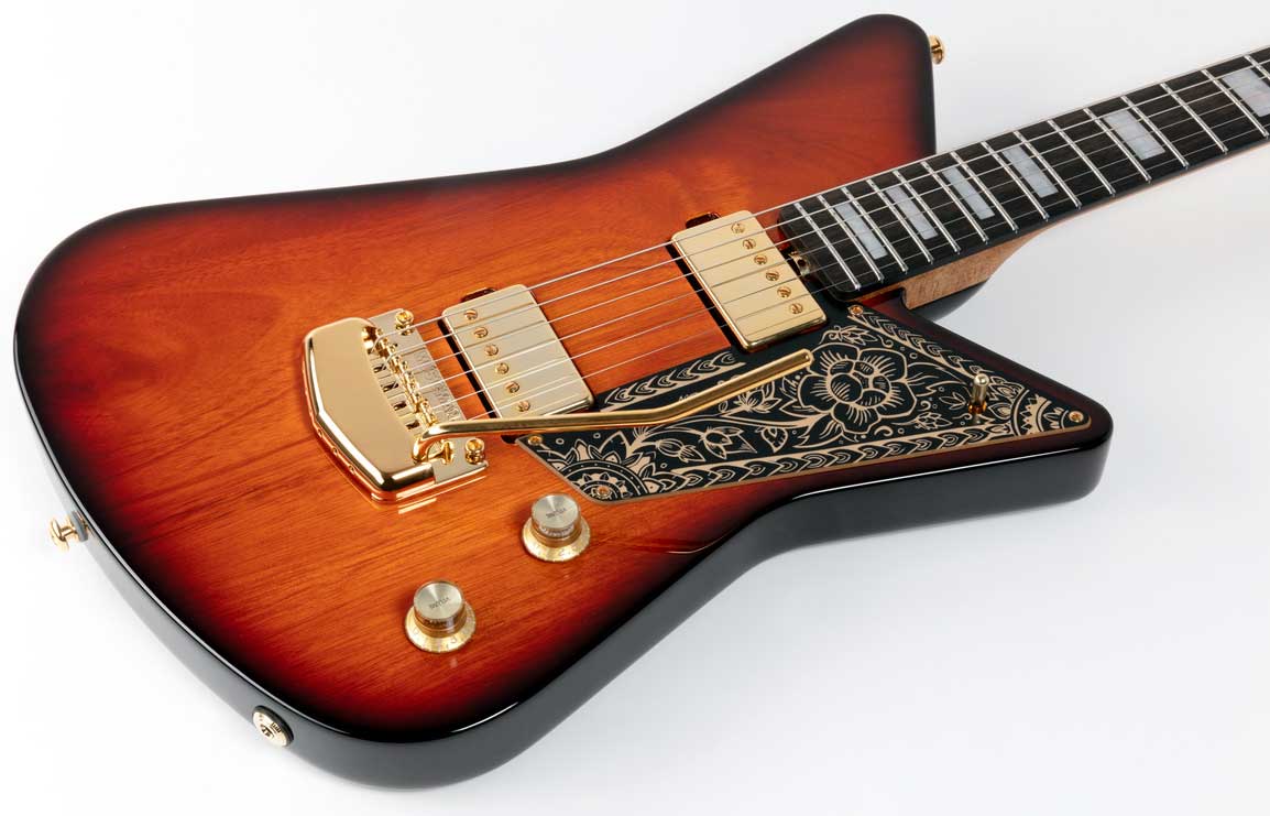 Music Man Mariposa Hh Usa 2h Trem Eb - Sahara Sunset - Retro-rock elektrische gitaar - Variation 2
