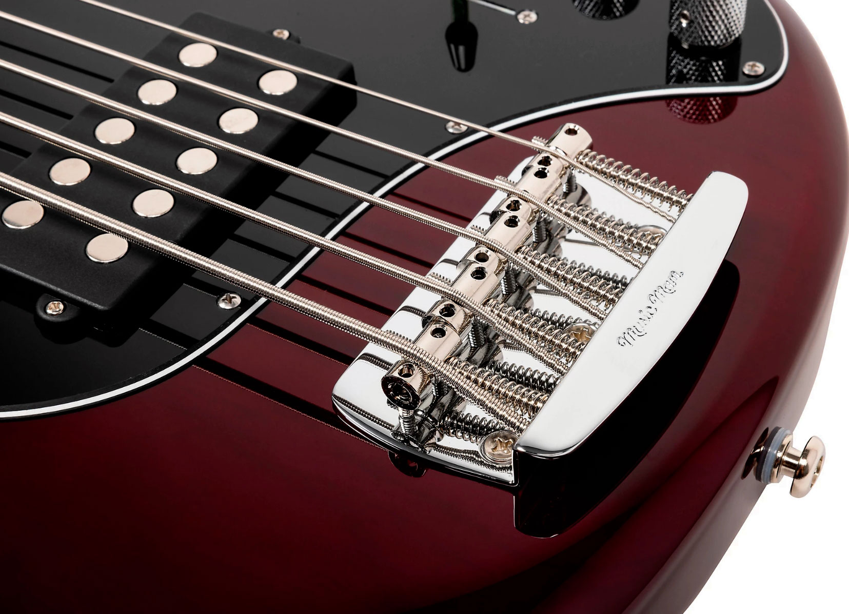 Music Man Stingray Special H 5c Active Mn +housse - Translucent Oxblood - Solid body elektrische bas - Variation 4