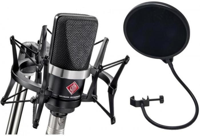 Microfoon set met statief Neumann TLM 102 BK Studio Set  + XM 5200 offert