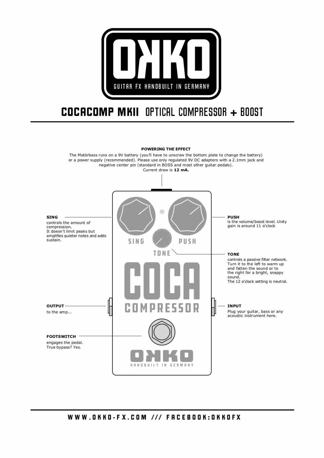 Okko Coca Comp Mkii Optical Compressor - Compressor/sustain/noise gate effect pedaal - Variation 2