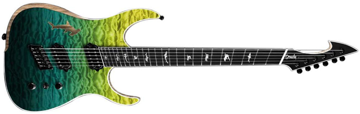 Ormsby Hype Gtr Shark 6c Multiscale 2h Ht Eb - Carribean Blue/green - Multi-scale gitaar - Main picture
