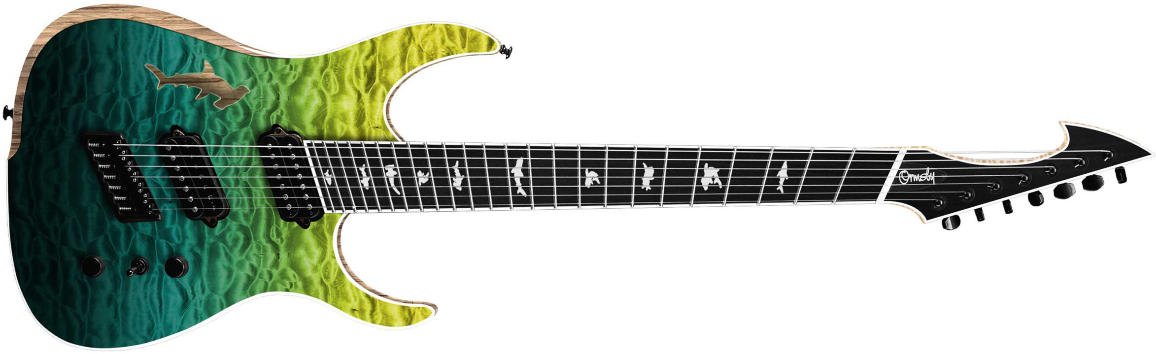 Ormsby Hype Gtr Shark 7c Multiscale 2h Ht Eb - Carribean Blue/green - Multi-scale gitaar - Main picture
