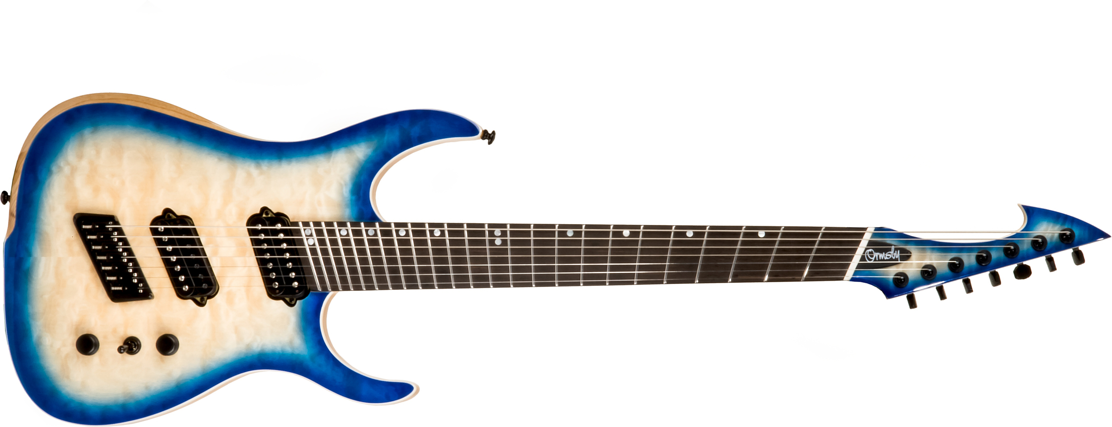 Ormsby Tx Gtr 7 Swamp Ash Quilt Maple Hh Ht Eb - Azzurro Blue - Multi-scale gitaar - Main picture