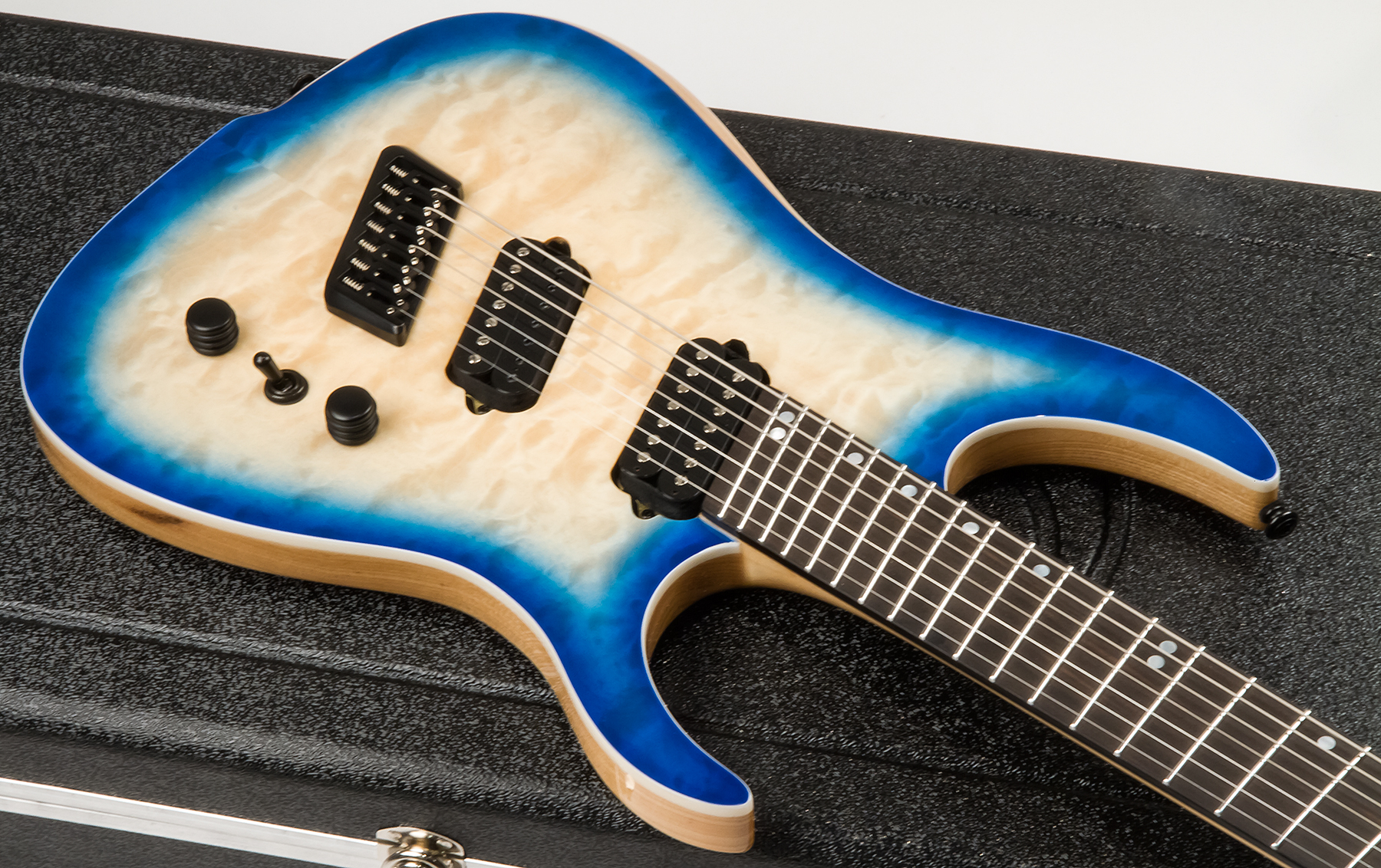 Ormsby Tx Gtr 7 Swamp Ash Quilt Maple Hh Ht Eb - Azzurro Blue - Multi-scale gitaar - Variation 1