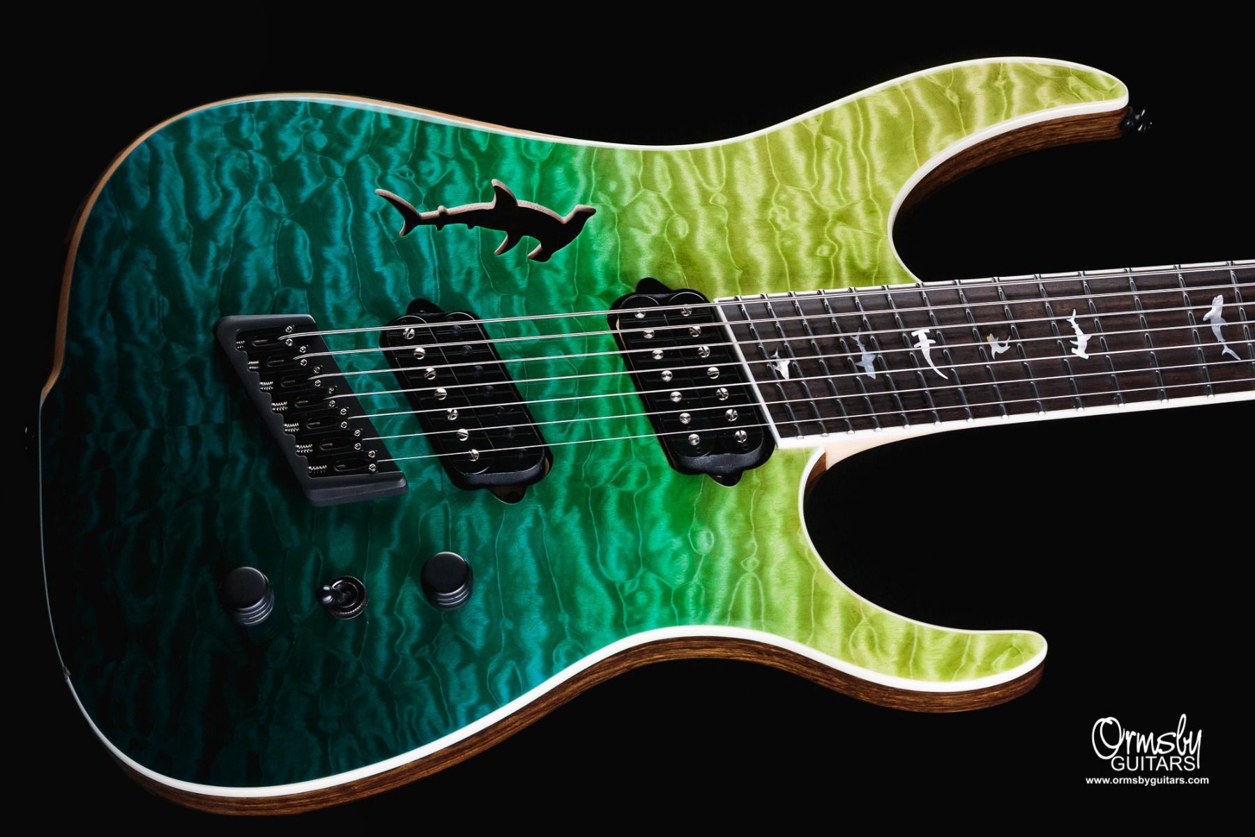 Ormsby Hype Gtr Shark 7c Multiscale 2h Ht Eb - Carribean Blue/green - Multi-scale gitaar - Variation 2