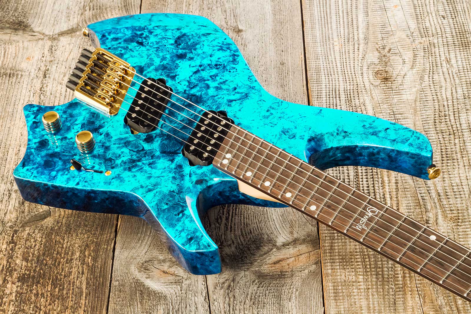 Ormsby Roberto Barros Goliath Headless Gtr Signature 6c Multiscale 2h Ht Eb - Cyborg Green - Multi-scale gitaar - Variation 2