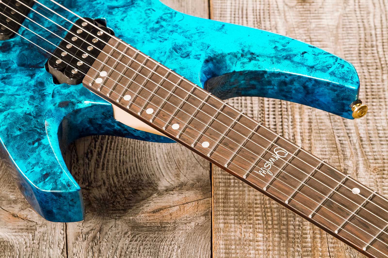 Ormsby Roberto Barros Goliath Headless Gtr Signature 6c Multiscale 2h Ht Eb - Cyborg Green - Multi-scale gitaar - Variation 4