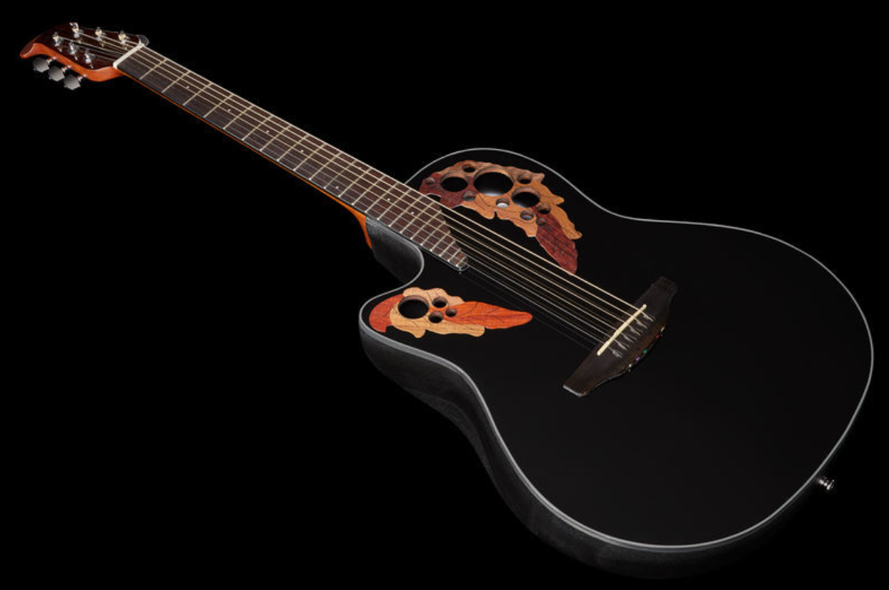Ovation Ce44l-5 Celebrity Elite Gaucher Mid Depth Cw Epicea Lyrachord Ova - Black - Elektro-akoestische gitaar - Variation 1