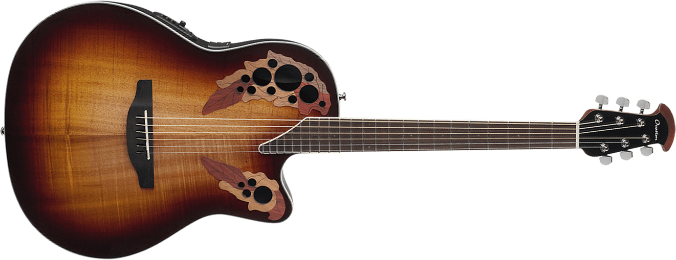 Ovation Ce48p-koab Celebrity Elite Exotic Super Shallow Cw Koa Lyrachord Ova - Dark Burst Koa - Elektro-akoestische gitaar - Main picture