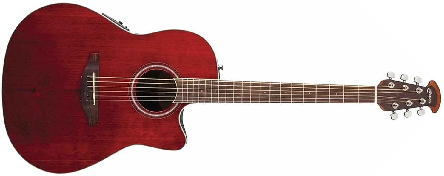 Ovation Cs24-rr Celebrity Standard Mid Depth Cw Epicea Lyrachord Rw - Ruby Red - Elektro-akoestische gitaar - Main picture