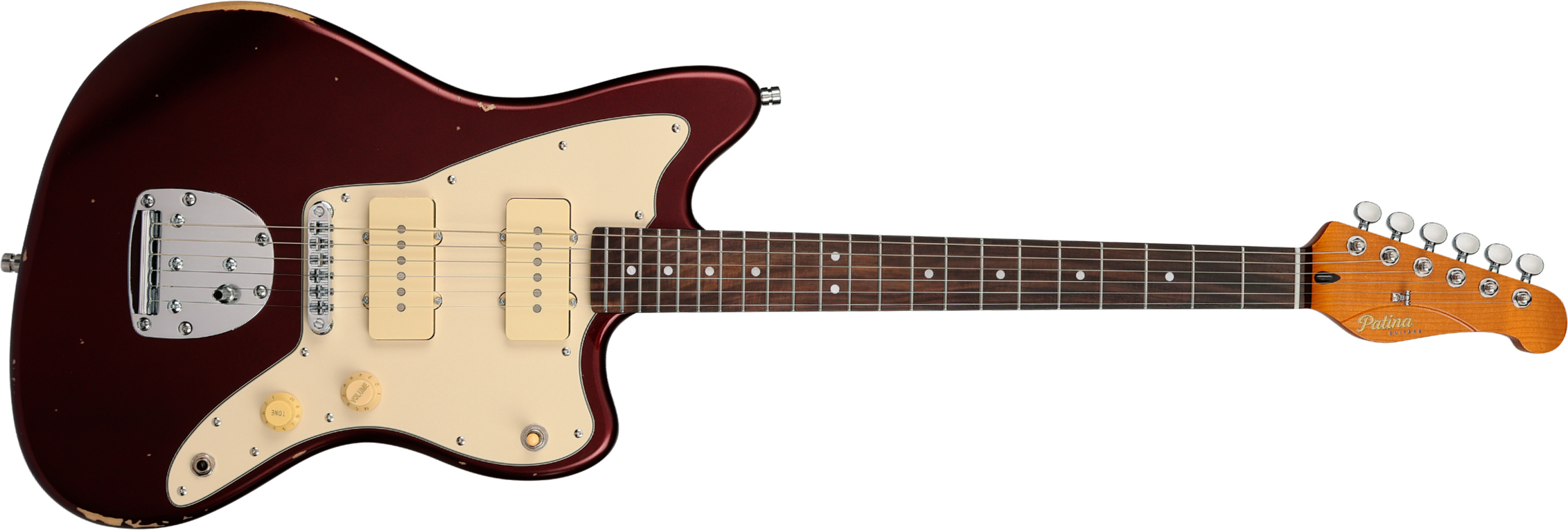 Patina Guitars Pj6 Ox R 2s Trem Rw - Oxblood Red Relic - Retro-rock elektrische gitaar - Main picture