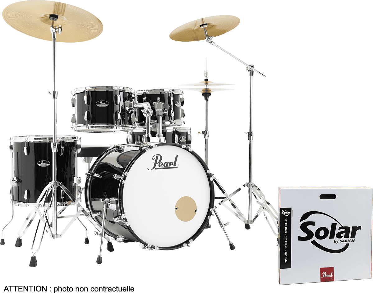Pearl Roadshow Fusion 20 + B50 + Pack Solar Sabian Jet Black - 4 FÛts - Jet Black - Standaard drumstel - Main picture